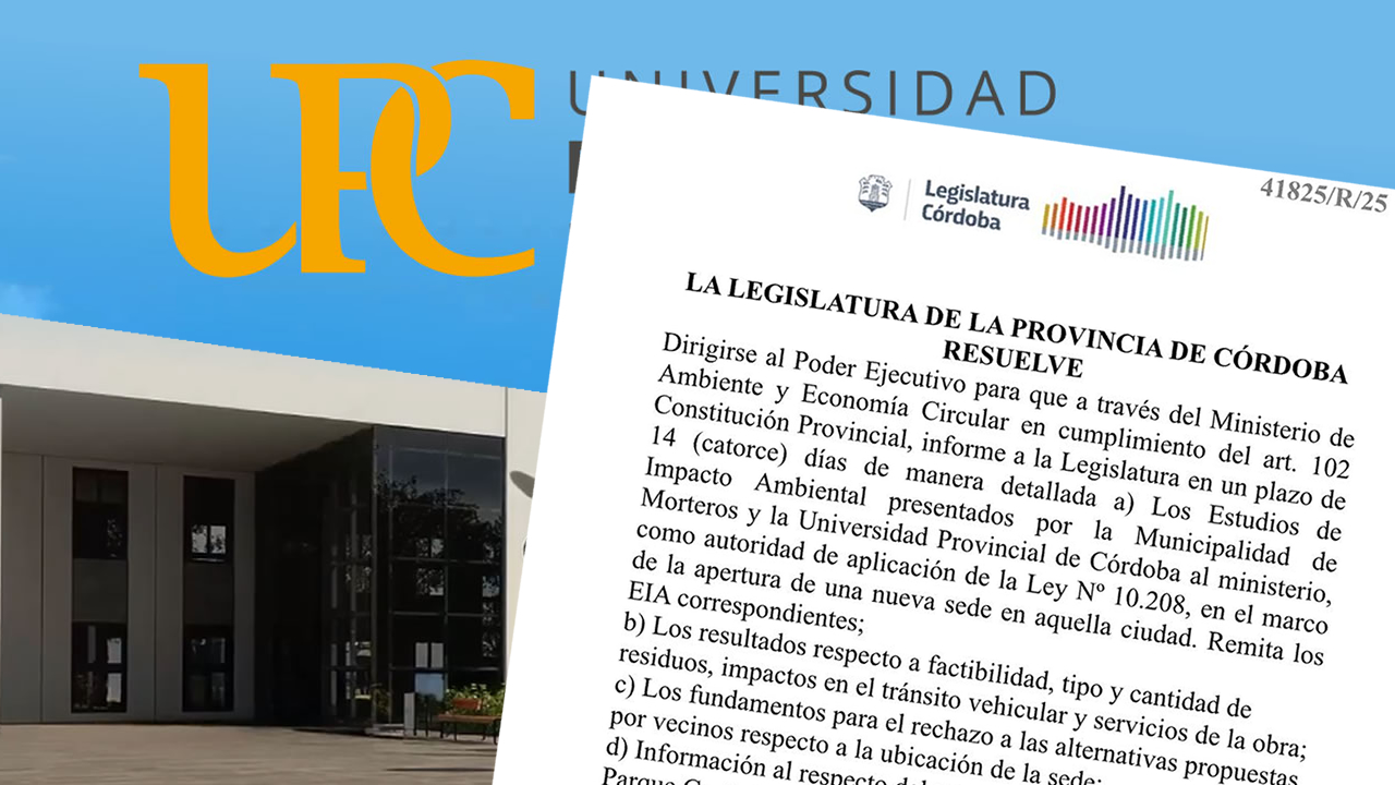 Legisladores piden detalles sobre la construcción de la sede de la UPC en el Parque Central de Morteros