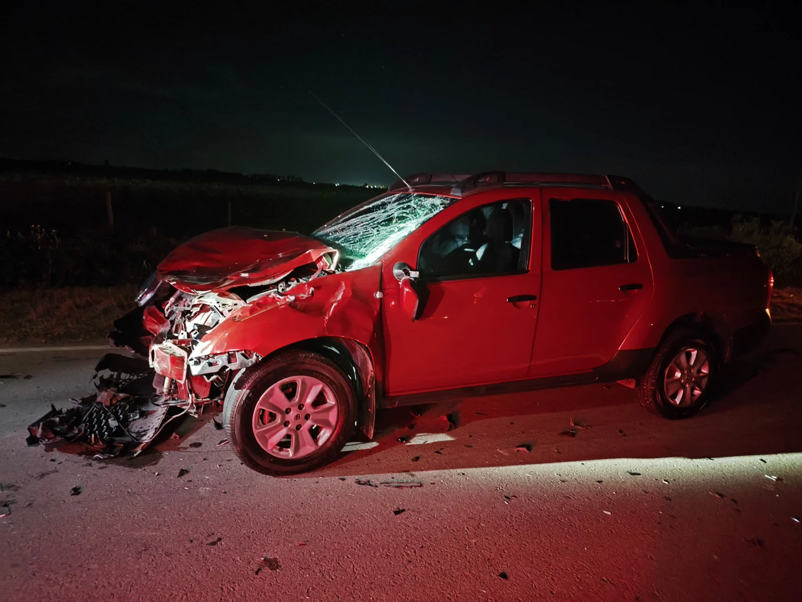 Una camioneta chocó contra un animal vacuno en el camino a Colonia San Pedro