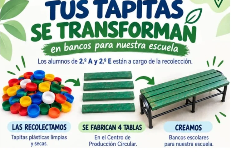 El IPEMyT 286 de Morteros impulsa una campaña para transformar tapitas en bancos escolares